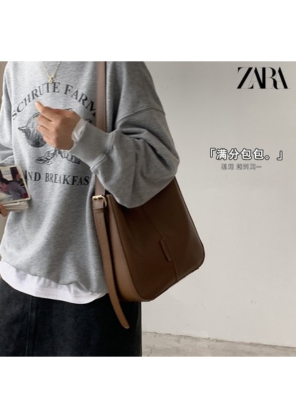 Zara Büyük Kapasiteli Çanta Kadın Retro Kova Çantası Okul Çantası Askılı Çanta Tote Çanta (Yurt Dışından) fırsatları