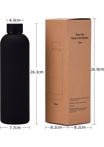 750ML Çift Katmanlı 304 Paslanmaz Çelik Termos Su Şişesi Büyük Kapasiteli Açık Hava Sporları Buzlu Su Bardağı (Yurt Dışından) fiyatları
