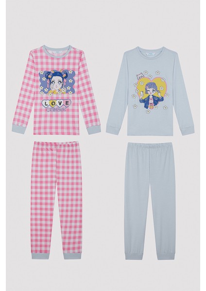 Kız Çocuğu Anime Daisy Desenli 2 Li Pijama Takımı