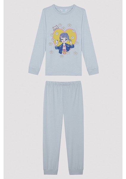 Kız Çocuğu Anime Daisy Desenli 2 Li Pijama Takımı