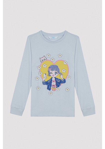 Kız Çocuğu Anime Daisy Desenli 2 Li Pijama Takımı