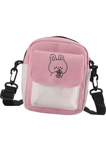Kızlar Kanvas Çanta Omuz Çantası Bozuk Para Cüzdanı Yaz Moda Çanta Pembe (Yurt Dışından)