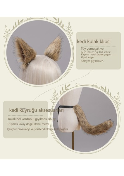 Esnek ve Ayarlanabilir Simüle Edilmiş Hayvan Kulakları ve Kuyruk Saç Aksesuarları Seti (Yurt Dışından) modelleri