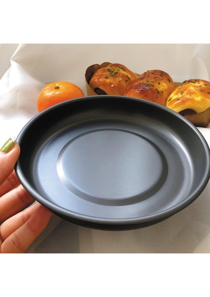 Alüminyum Alaşımlı Tabaklar, Yuvarlak, Sofra Takımı, Tatlı, Snack, Salata, Gri Siyah (Yurt Dışından)