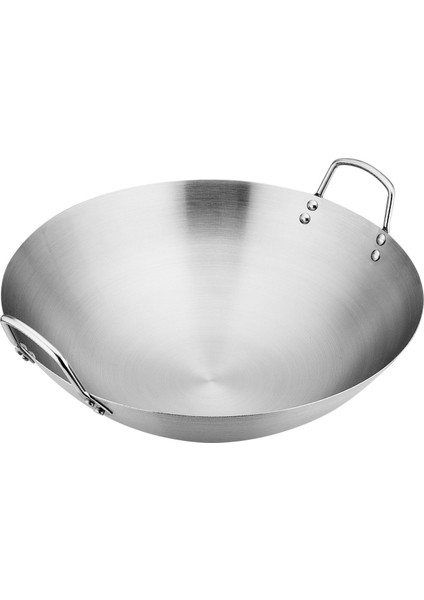 Çelik Yuvarlak Dip Wok Çift Tutar Çıkarılmış Yumurtalar Için Temizlenmesi Kolay Dayanıklı 26CM (Yurt Dışından)
