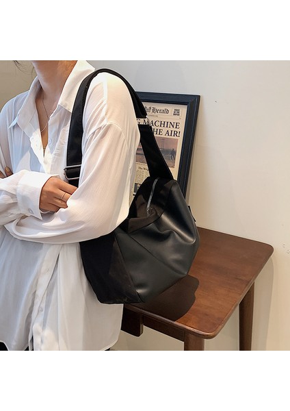 Çanta Kadın 2023 Yeni Rahat Kanvas Çanta Sanat Çanta Üniversite Öğrencisi Sınıf Çantası Renkli Tek Omuz Crossbody Çanta (Yurt Dışından)