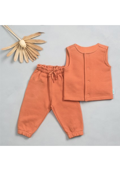 Organik Pamuk Yelek & Eşofman Altı Takım - Kiremit