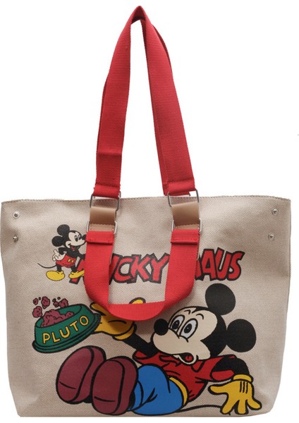 Karikatür Tuval Çanta Kadın Mickey Toto Çanta Öğrenci Sınıf El Çantası Omuz Çantası (Yurt Dışından)