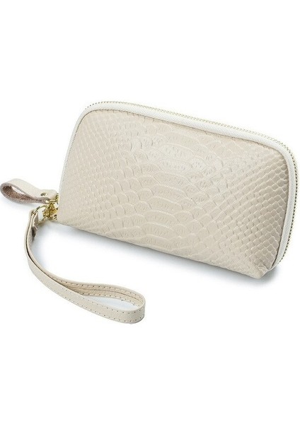 Bayan Debriyaj Çanta Anne Deri Moda Mizaç Yılan Baskı Üç Zip Büyük Kapasiteli Debriyaj Çanta El Taşıma Uzun Çanta (Yurt Dışından)