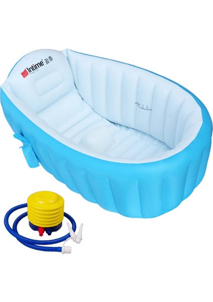 Şişme Yüzme Havuzu Taşınabilir Pvc Katlanabilir Yaş 1 2 3 Çocuklar Mavi (Yurt Dışından)