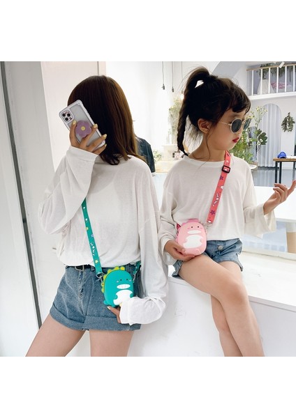 Karikatür Dinozor Crossbody Çanta Çocuk Silikon Telefon Kılıfı Omuz Çantaları Satchel Kızlar Güzel Çanta Hayvan Çanta Cüzdan (Yurt Dışından) fiyatları