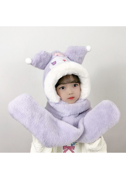 Kız Çocukları Için Peluş Şapka, Eldiven ve Atkıdan Oluşan Üç Parçalı Set (Yurt Dışından)