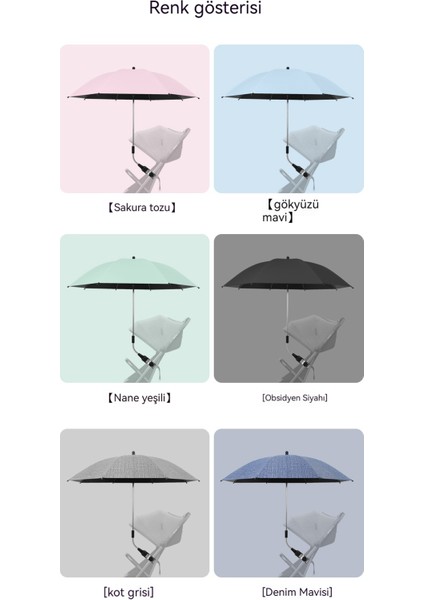Arabası Şemsiye Bebek Üç Tekerlekli Bisiklet Evrensel El Itme Çocuk Araba Şemsiyesi Yürüyüş Bebek Artefakt Güneş Koruyucu Güneş Şemsiyesi (Yurt Dışından)