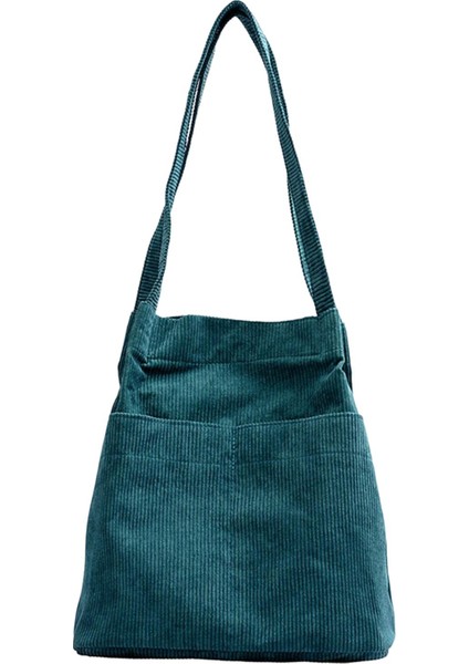 Kadife Tote Omuz Çantası Kese Çalışma Alışveriş Çantası Plaj Kanvas Çanta Mavi (Yurt Dışından)