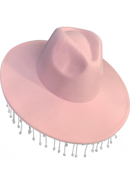 Şapkası Cowgirl Caz Kapakları Dış Pembesi Için Püsküllü Sunhat (Yurt Dışından)