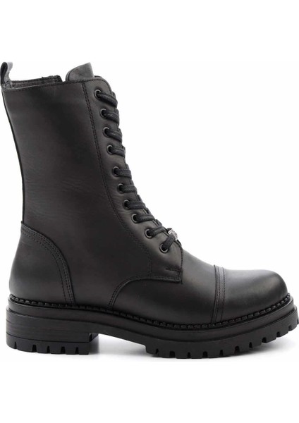 Siyah Hakiki Deri Kadın Bot & Bootie K02390031903
