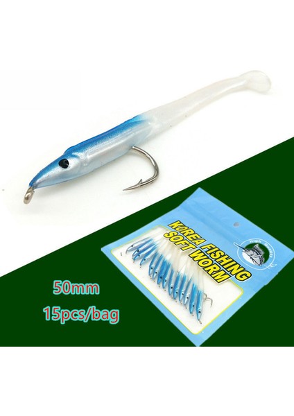 Sunmıle Sahte Balıkçılık Cazibesi Deniz Balıkçılığı Cazibesi Yem Kanca ile Yılan Balığı Biyonik Yem 5 Cm/0.6gt Kuyruk Yumuşak Böcek Simülasyon Yem 15 Adet Mavi (Yurt Dışından) fırsatları