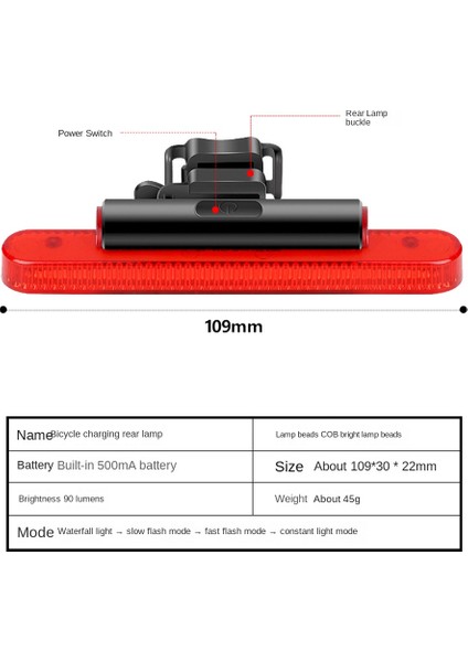 Bisiklet Arka Işık USB Şarj Edilebilir LED Kuyruk Işık Su Geçirmez Dağ Bisikleti Arka Lambası Bisiklet Aksesuarları (Yurt Dışından)