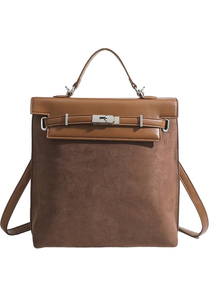 Yeni Büyük Kapasiteli Retro Sırt Çantası Kadın Buzlu Inek Deri Kelly Sırt Çantası Omuz Çantası (Yurt Dışından)