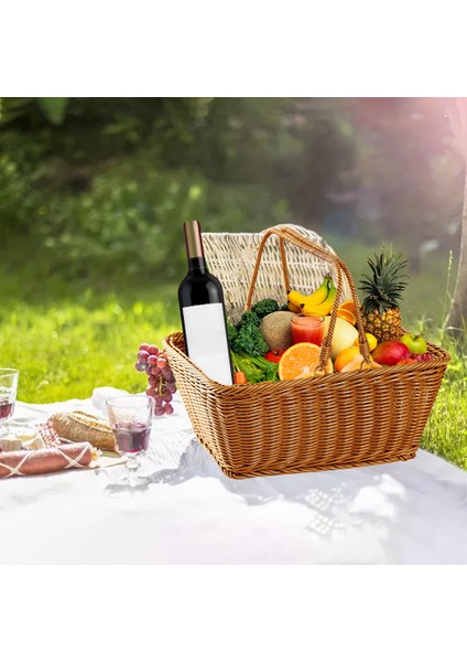 Piknik Sepeti Alışveriş Sepeti El Yapımı Muhtelif Organizatör Düğün Hediyeleri Için 35X25X15CM (Yurt Dışından) modelleri