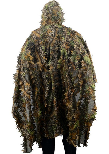 Camo 3D Yaprak Pelerin Yowie Ghillie Nefes Açık Panço Tipi Kamuflaj Kuş Gözlemciliği Panço Takım Elbise (Yurt Dışından)