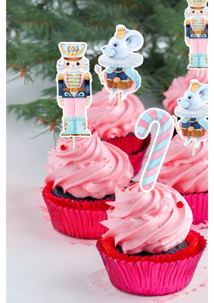 Pembeli Kurşun Askerler Nutcracker Yılbaşı Yeni Yıl Kürdan Süsleri Cupcake Süsleri Lüks Büyük Boy 10LU Paket
