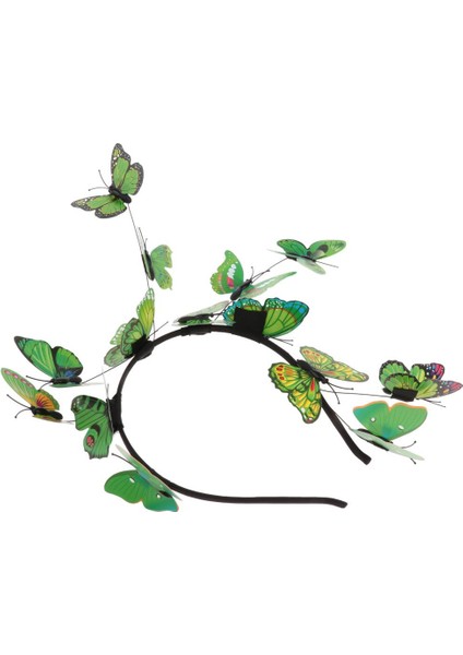 Prettyia 3D Kelebek Fascinator Kafa Bandı Saç Çember Parti Fotoğraf Sahne Yeşil (Yurt Dışından)