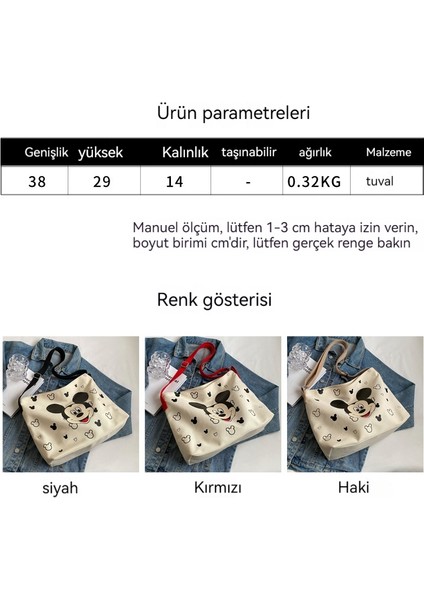 Karikatür Mickey Kanvas Çanta Üniversite Öğrencisi Omuz Çantası Toto Çanta (Yurt Dışından) fiyatları