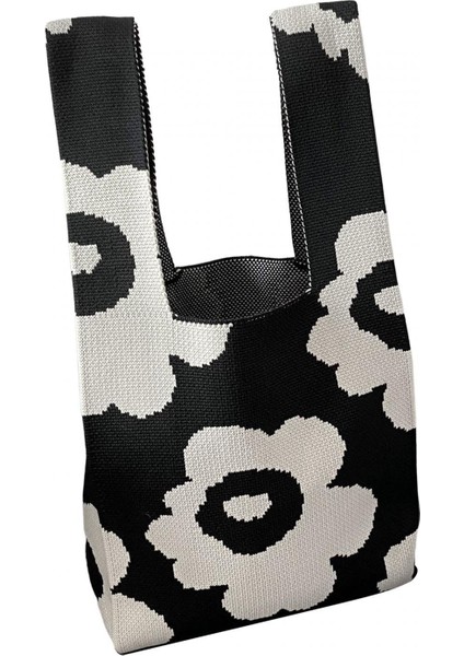 Örme Çanta Kese Çanta Bakkal Çantası Tote Çanta Çalışma Bahar Tatili Için Siyah (Yurt Dışından) fiyatları