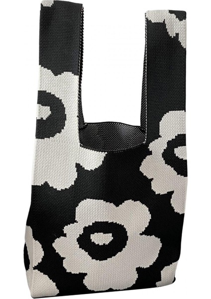 Örme Çanta Kese Çanta Bakkal Çantası Tote Çanta Çalışma Bahar Tatili Için Siyah (Yurt Dışından) modelleri