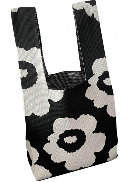 Örme Çanta Kese Çanta Bakkal Çantası Tote Çanta Çalışma Bahar Tatili Için Siyah (Yurt Dışından) indirimleri