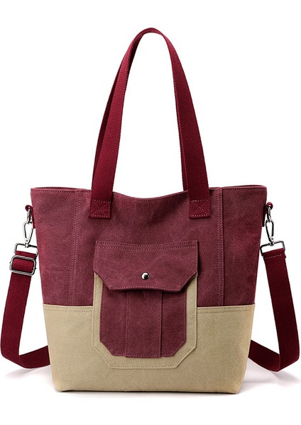 Tuval Çanta Dikişli Kadın Çantası Renkli Büyük Çanta Tote Çanta Banliyö Vintage Çanta Omuz Çantası Moda Messenger Çanta (Yurt Dışından)