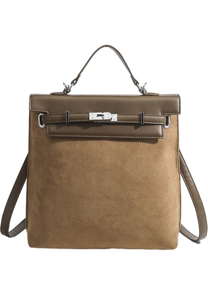 Yeni Büyük Kapasiteli Retro Sırt Çantası Kadın Buzlu Inek Deri Kelly Sırt Çantası Omuz Çantası (Yurt Dışından)