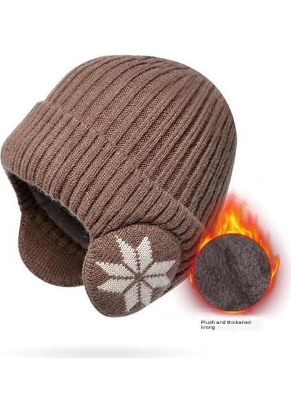 Sıcak Örme Yün Şapka Artı Kadife ve Kalınlaştırılmış Kadın Açık Hava Bisiklet Kulak Koruyucu Başlığı (Yurt Dışından)
