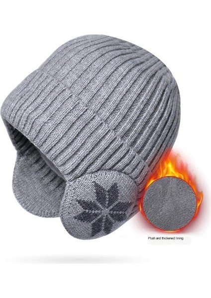 Sıcak Örme Yün Şapka Artı Kadife ve Kalınlaştırılmış Kadın Açık Hava Bisiklet Kulak Koruyucu Başlığı (Yurt Dışından)