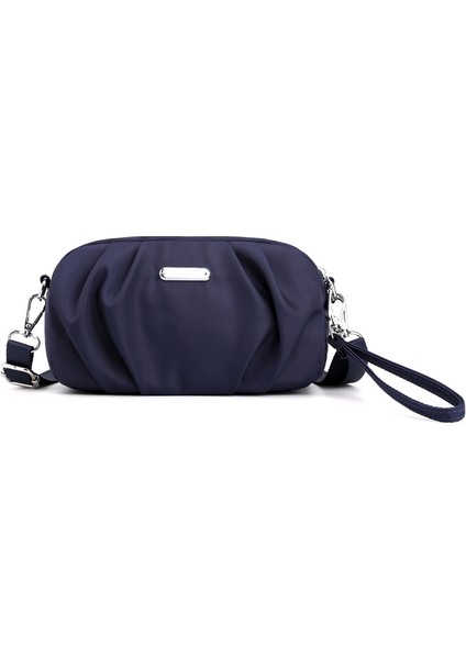 Kadın Çantası 2023 Yeni Tek Omuzlu Crossbody Çanta Kore Fırfırlı Bayan El Çantası Saf Renkli Naylon Bed Çanta (Yurt Dışından)