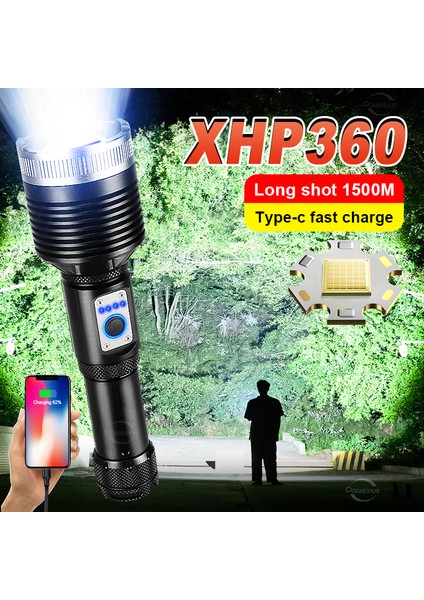 XHP60 Güçlü Ld L Fnri 18650 Pillr Kik Flş Işığı U Şrj Dililir Işığı Kmp Zumlnilir Fnr (Yurt Dışından) fiyatları