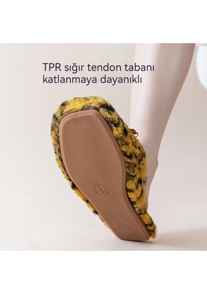 Sonbahar ve Kış Leopar Desenli Pamuklu Terlik Fiyonk Toz Hafif Lüks Moda Kadın Ev Sıcak Çift Yer Terliği (Yurt Dışından) fırsatları