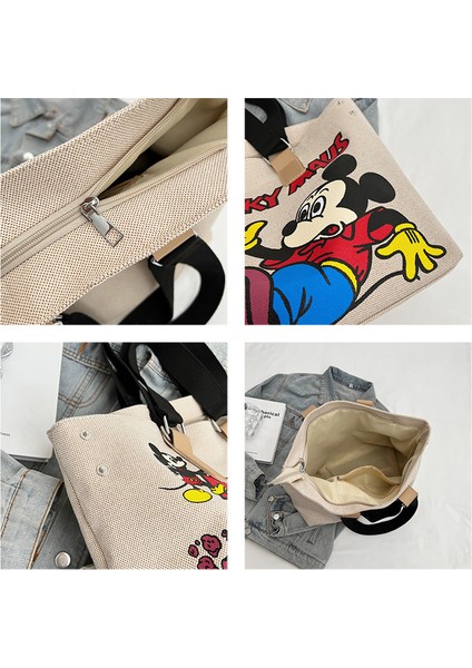 Karikatür Tuval Çanta Kadın Mickey Toto Çanta Öğrenci Sınıf El Çantası Omuz Çantası (Yurt Dışından) fırsatları