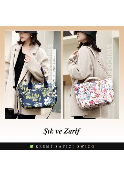 Kadınlar Için Büyük Kapasiteli Çiçek Baskılı Omuz Çantası Tote Çanta (Yurt Dışından) modelleri