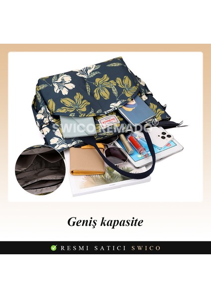 Kadınlar Için Büyük Kapasiteli Çiçek Baskılı Omuz Çantası Tote Çanta (Yurt Dışından) fırsatları