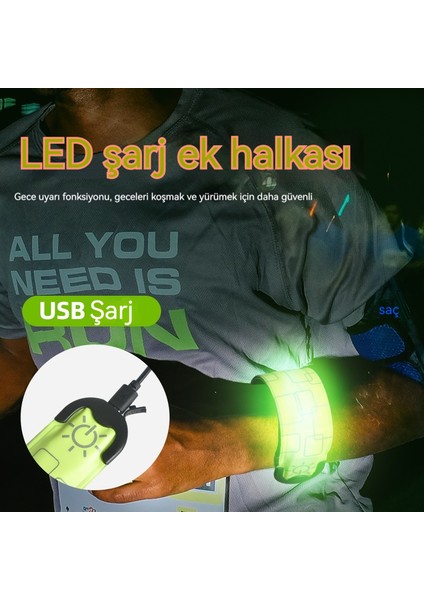 Açık Havada Bisiklete Binme ve Koşma USB Şarjlı Işıklı Bileklik (Yurt Dışından) modelleri