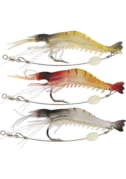 Yumuşak Plastik Lures Yapay Yem Aydınlık Karides Balıkçılık Cazibesi Karışık Renk Spinner Krank-Yem Balıkçılık Cazibesi Kanca ile Olta Takımı 9 cm 0.013LB (3 Adet) (Yurt Dışından)