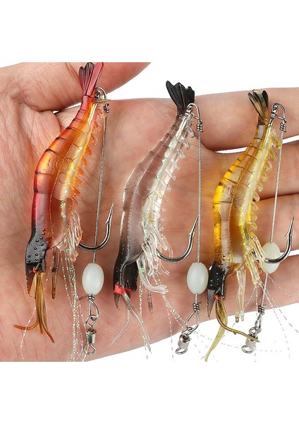 Yumuşak Plastik Lures Yapay Yem Aydınlık Karides Balıkçılık Cazibesi Karışık Renk Spinner Krank-Yem Balıkçılık Cazibesi Kanca ile Olta Takımı 9 cm 0.013LB (3 Adet) (Yurt Dışından)