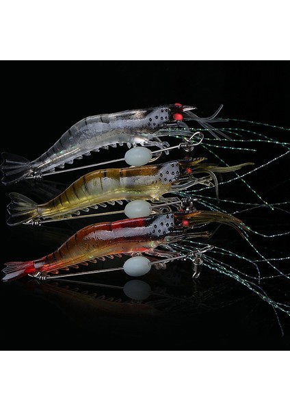 Yumuşak Plastik Lures Yapay Yem Aydınlık Karides Balıkçılık Cazibesi Karışık Renk Spinner Krank-Yem Balıkçılık Cazibesi Kanca ile Olta Takımı 9 cm 0.013LB (3 Adet) (Yurt Dışından)