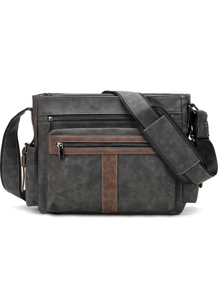 Erkek Retro Omuz Çantası Avrupa ve Amerikan Moda Erkek Çantası Büyük Kapasiteli Omuz Çantası Iş Banliyö Ingiliz Stili Messenger Çantası (Yurt Dışından)