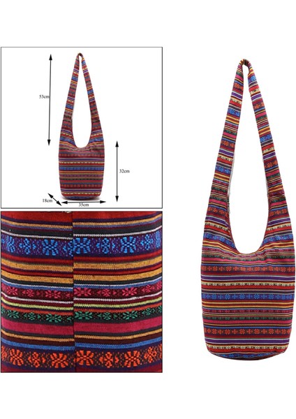 Thai Hobo Çanta Omuz Çantası Çanta Boho Çanta + Bordo Orta (Yurt Dışından)