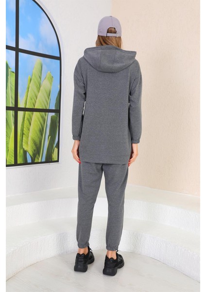 Büyük Düğmeli Kadın Günlük Spor Takım Gri modelleri