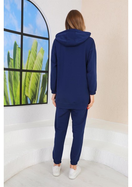 Büyük Düğmeli Kadın Günlük Spor Takım Lacivert modelleri