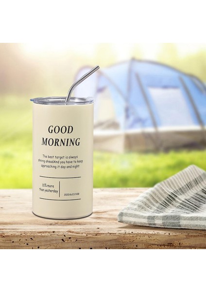 Kapaklı Termal Kahve Kupaları Içecek Suyu Içecekleri Için Saman Kahve Fincanları 600ML Sütlü (Yurt Dışından)